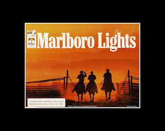 1996 Marlboro Cigarettes Original Magazine Ad: Sunset Western Cowboy Ranch Decor