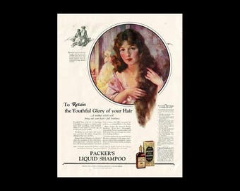 1924 Packer's Shampoo Beauty Magazine Ad, Bathroom Decor