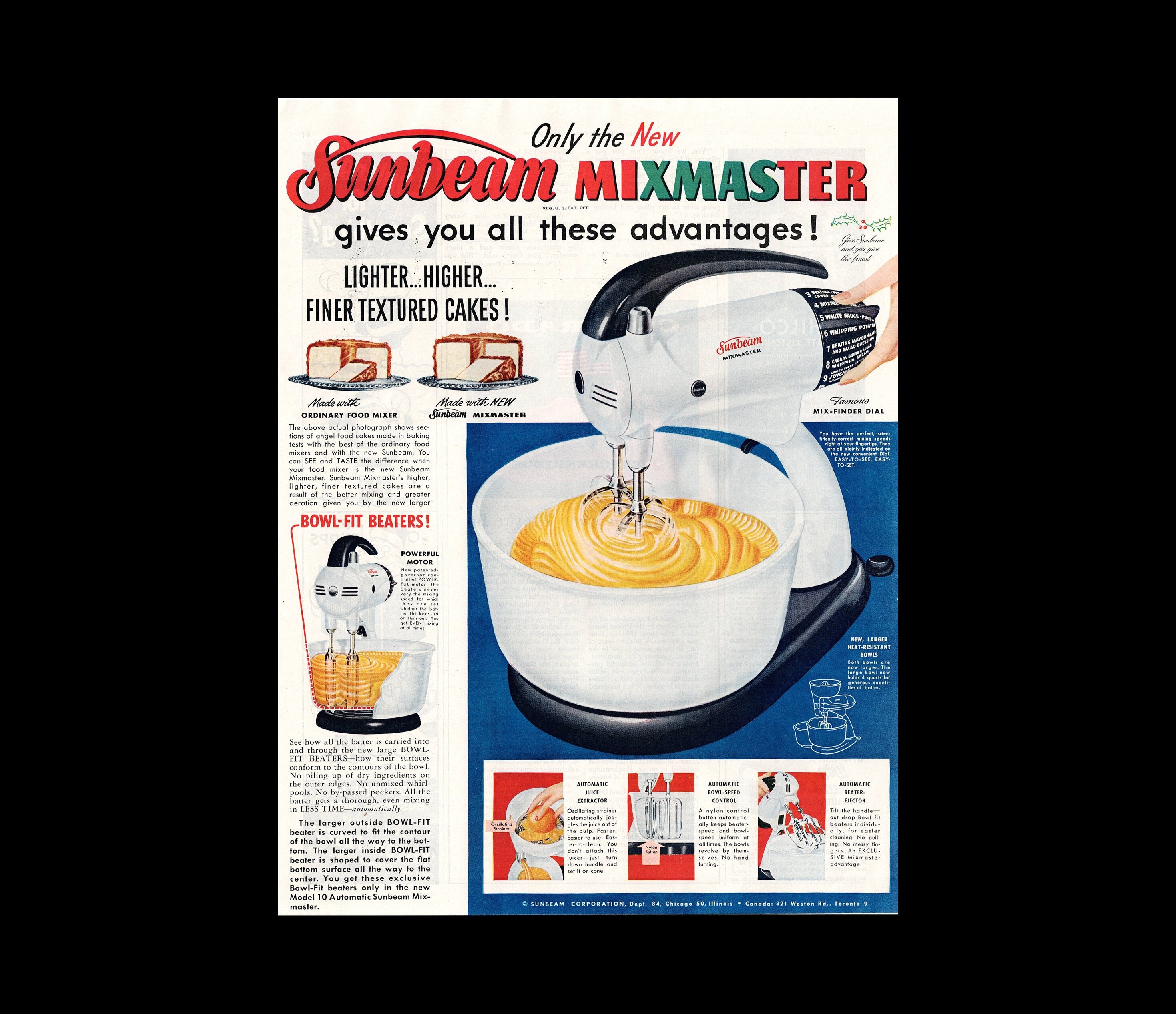 Vintage Sunbeam Automatic Mixmaster Mixer Model #9 w/Bowls,Mixer, and  Booklets