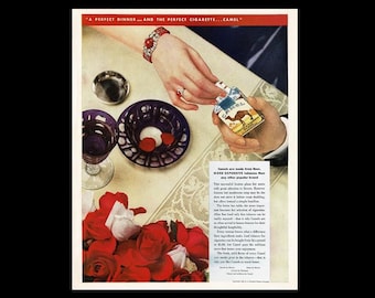 1933 Camel Cigarettes "Red Roses" Magazine Ad