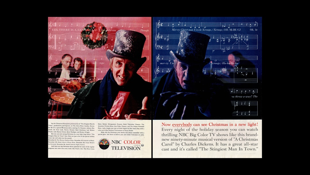1959 A Christmas Carol Magazine Ad Basil Rathbone as Scrooge, Christmas