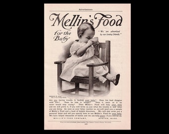 RARE 1906 Mellin's Baby Food Magazine Advertisement