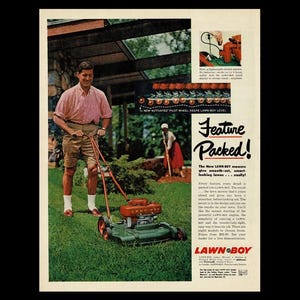 1957 Lawn Boy Mower Retro Magazine Ad