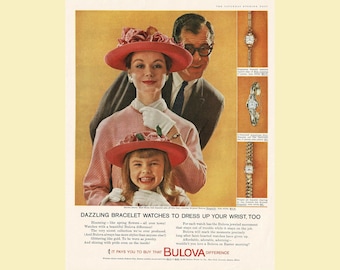 1960 Bulova Bracelet Watch Original Magazine Ad - 10x13 Original Advertising