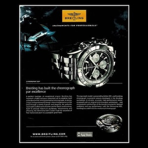 2000s Breitling Chronograph Chronomat B01 Watch &quot;P-51 Mustang Precious Metal&quot; Original Magazine Ad