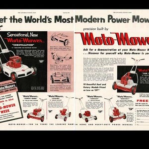 1955 Moto Mower Lawn Mower Retro Magazine Ad, Outdoor Home Decor