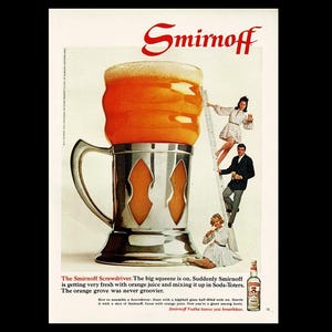 1968 Smirnoff Vodka &quot;Screwdriver&quot; Original Magazine Ad