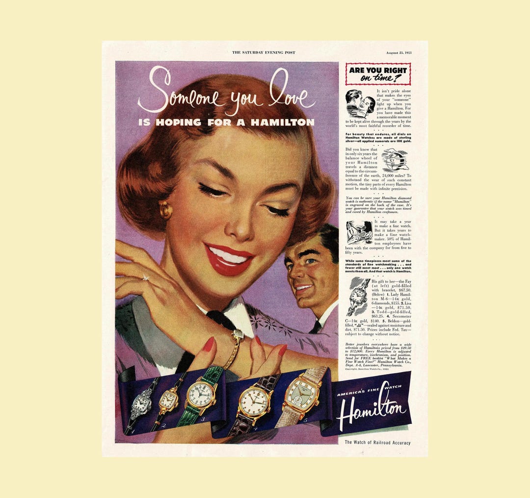 1951 Hamilton Watch “someone You Love is Hoping for a Hamilton ...