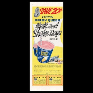 1951 Dairy Queen Malt & Shake Days Magazine Ad - Etsy