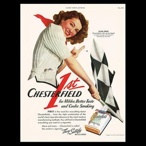 1941 Chesterfield Cigarettes &quot;Finish Line&quot; Magazine Ad, Ellen Drew Actress