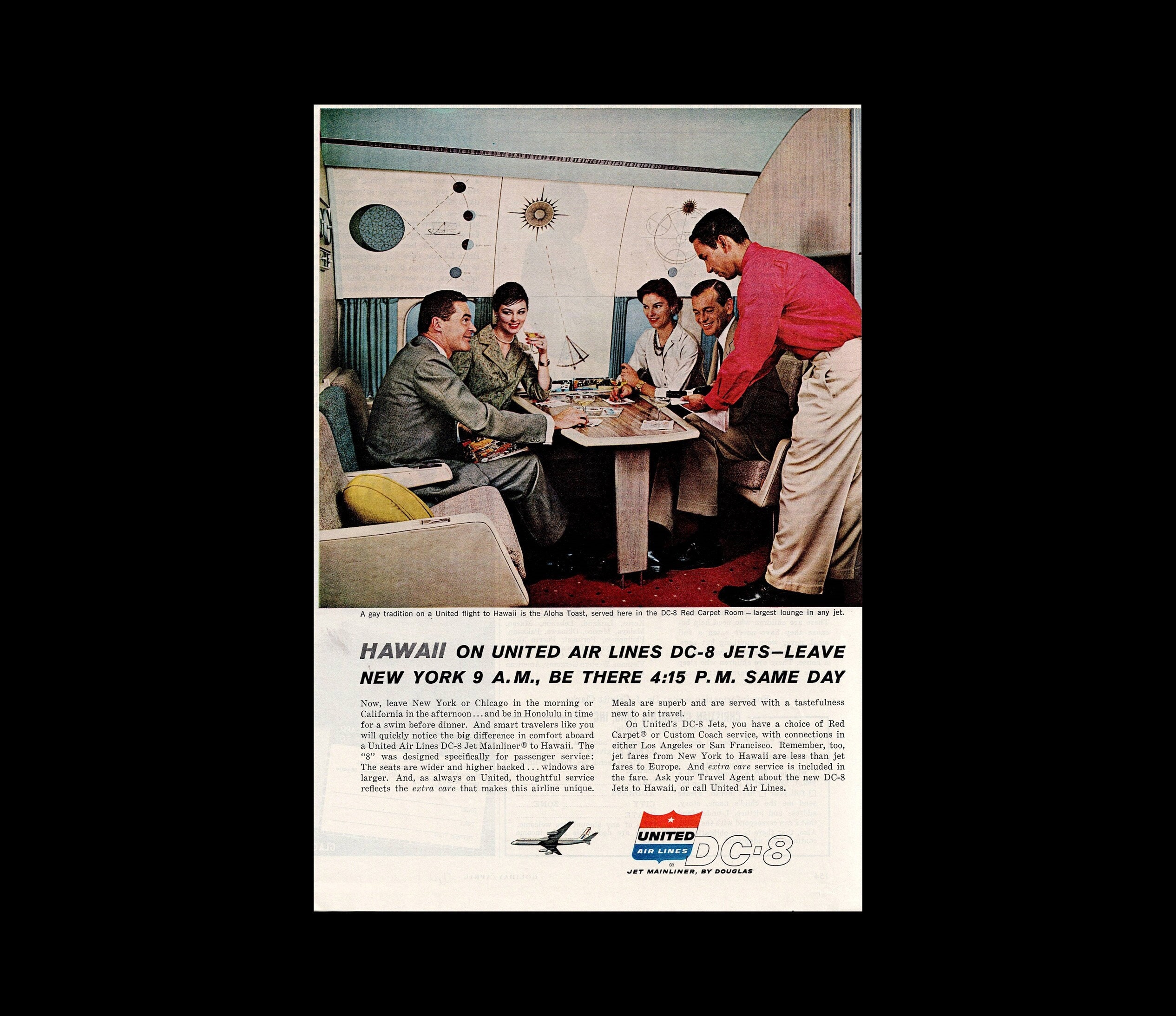 1960s United Airlines DC-8 to Hawaii Magazine Ad - Etsy
