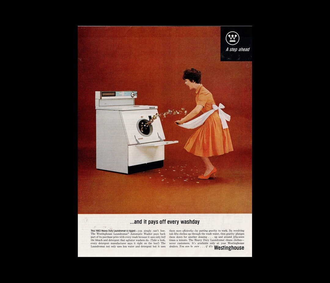 1963 Westinghouse Laundromat Washer Magazine Ad Retro Laundry Etsy