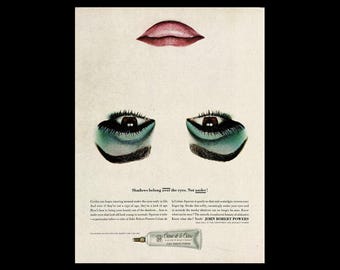 1963 John Robert Powers Creme de la Creme Beauty Magazine Ad, Eye Cosmetics Decor