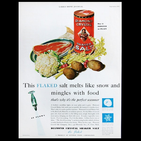 1930 Diamond Crystal Shaker Salt Magazine Ad