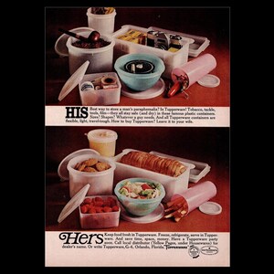 1962 Tupperware Plastic Container "His & Hers" Retro Magazine Ad