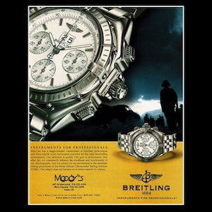 2000s Breitling Chronograph Watch Original Magazine Ad, Navitimer Aviators Pilots Aviation
