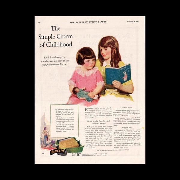 Original 1927 Palmolive Olive Oil Soap Magazine Ad