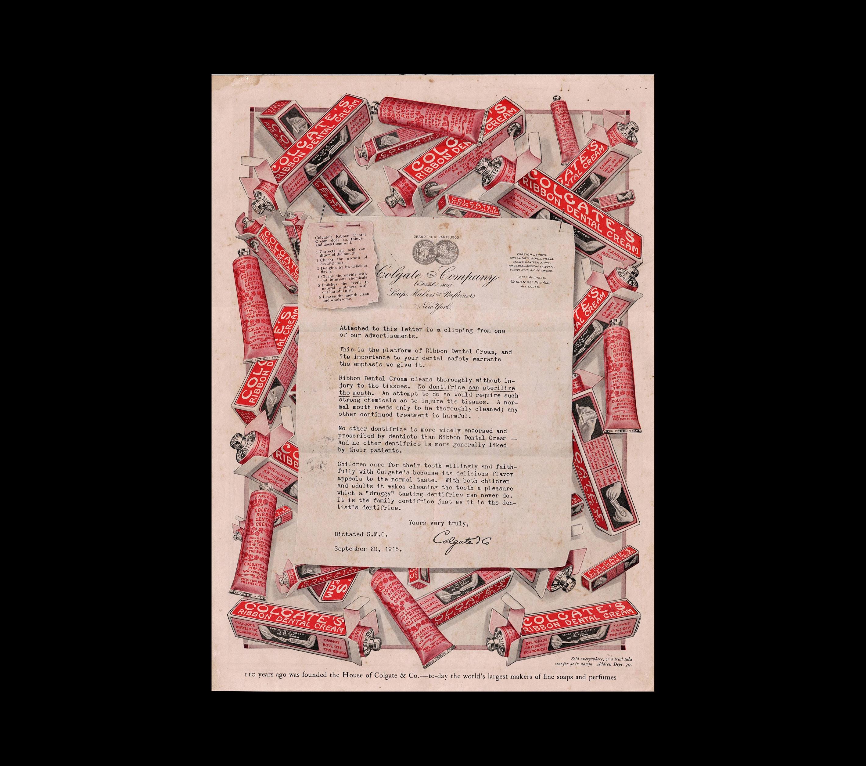Toothpaste Ribbon 1915 Colgate's Ribbon Dental Cream Toothpaste Magazine Ad - Etsy