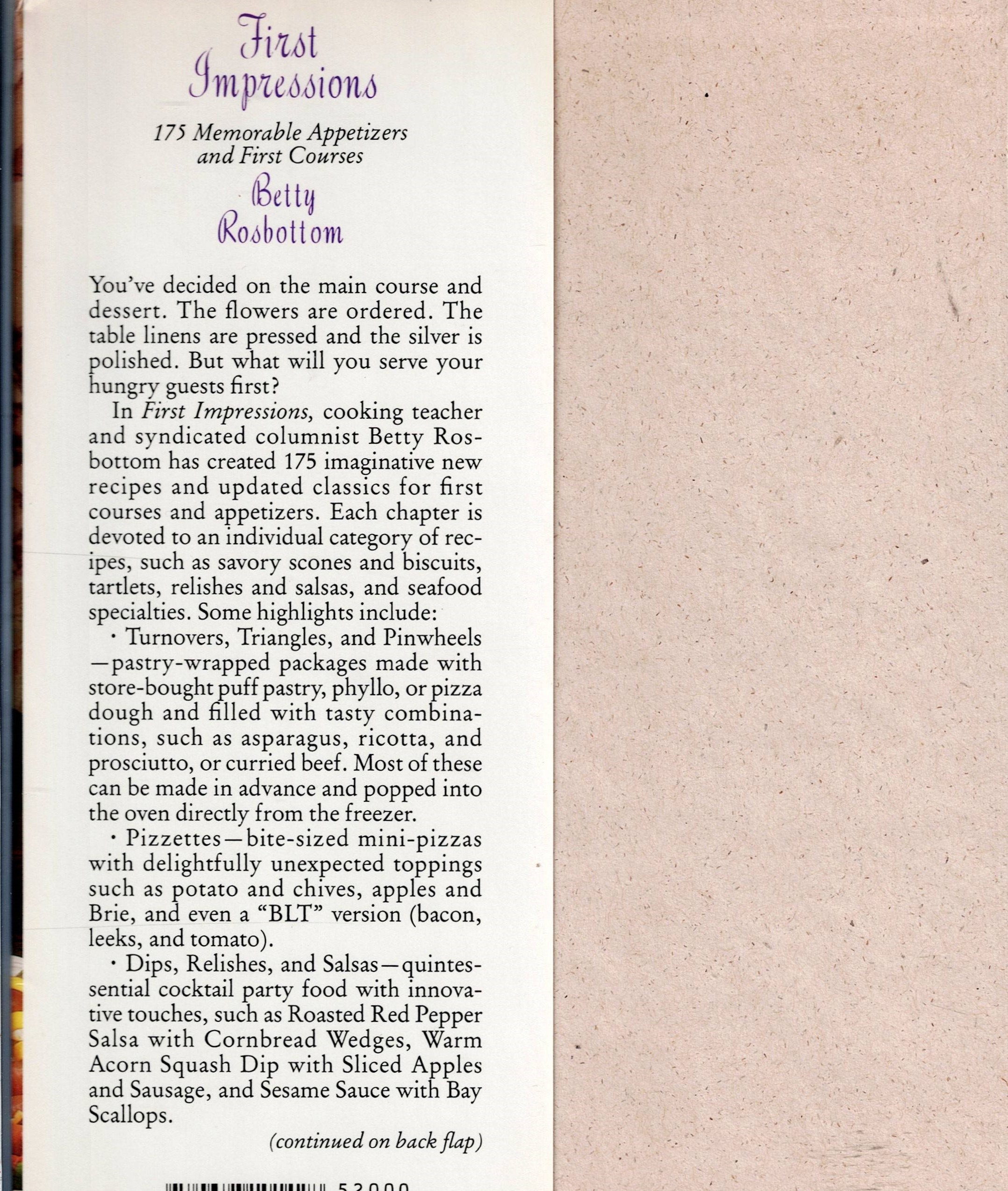 1992 First Impressions: 175 Memorable Appetizers and First Courses ...