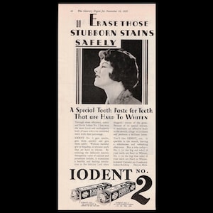1929 Iodent Tooth Paste Magazine Ad, Toothpaste Bathroom Decor