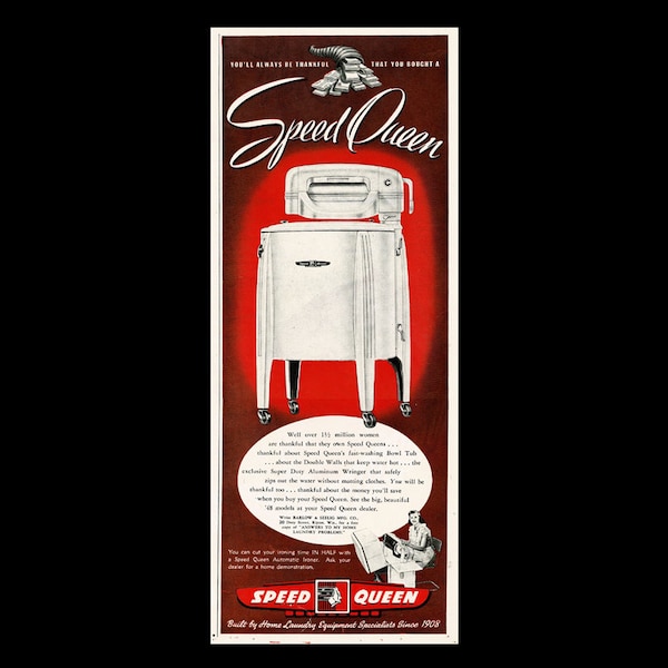 1948 Speed Queen Washer Appliance Magazine Ad