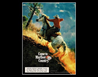 1998 Marlboro Cigarettes Original Magazine Ad: Western Cowboy Horse Theme