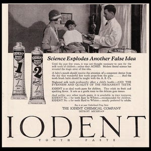 1926 Iodent Tooth Paste Magazine Ad, Toothpaste Bathroom Decor