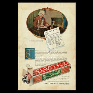 1916 Colgate&#39;s Ribbon Dental Cream Toothpaste &quot;Lord Chesterfield&quot; Magazine Ad,  Tooth Paste Decor