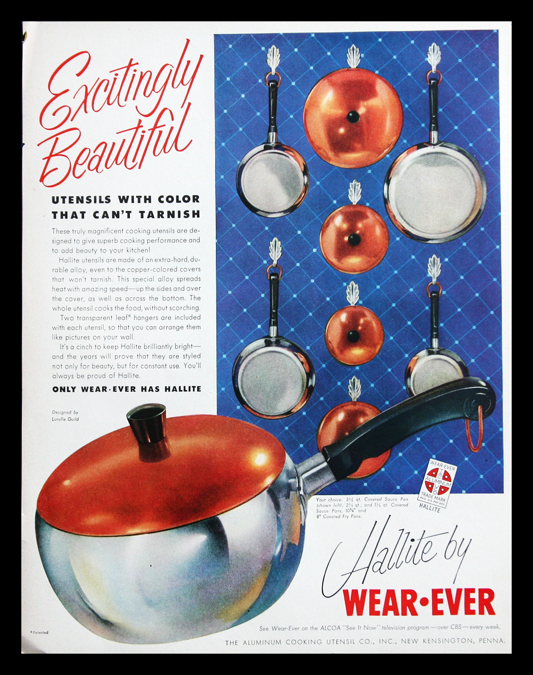 Revere Ware Copper Bottom Cookware Ad 1954 Kettle Pots Vintage Magazine  Print