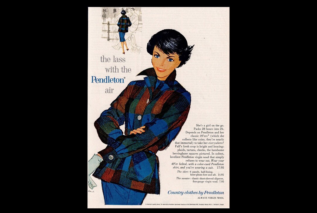 1961 Pendleton Clothes Fashion Magazine Ad Etsy