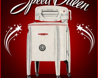 Speed Queen Washing Machine 11x14 Poster Art Print: Retro 50s