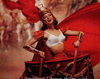 1961 Maidenform Bra chariot Fashion Magazine Ad 