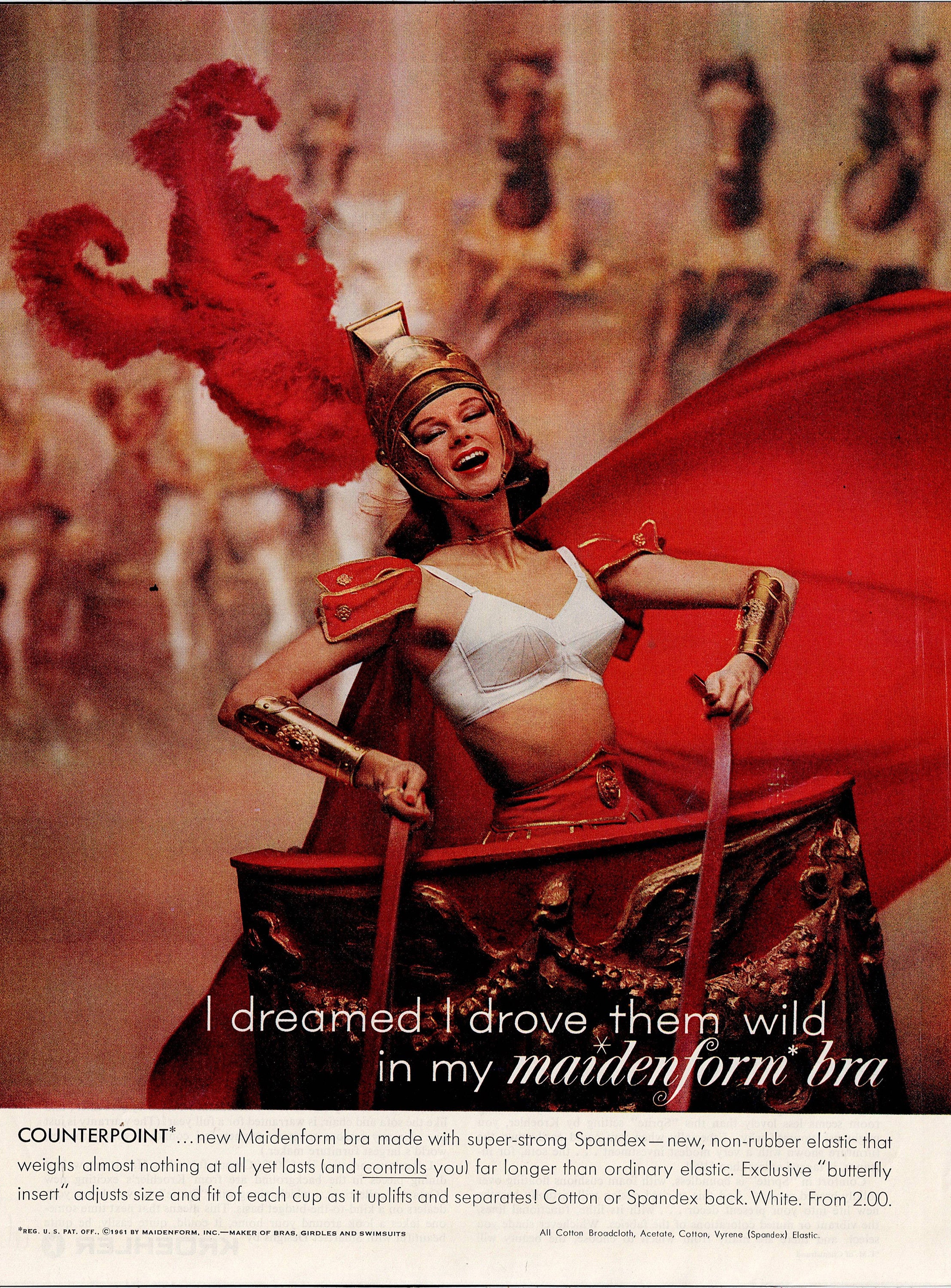 1961 Maidenform Bra chariot Fashion Magazine Ad 