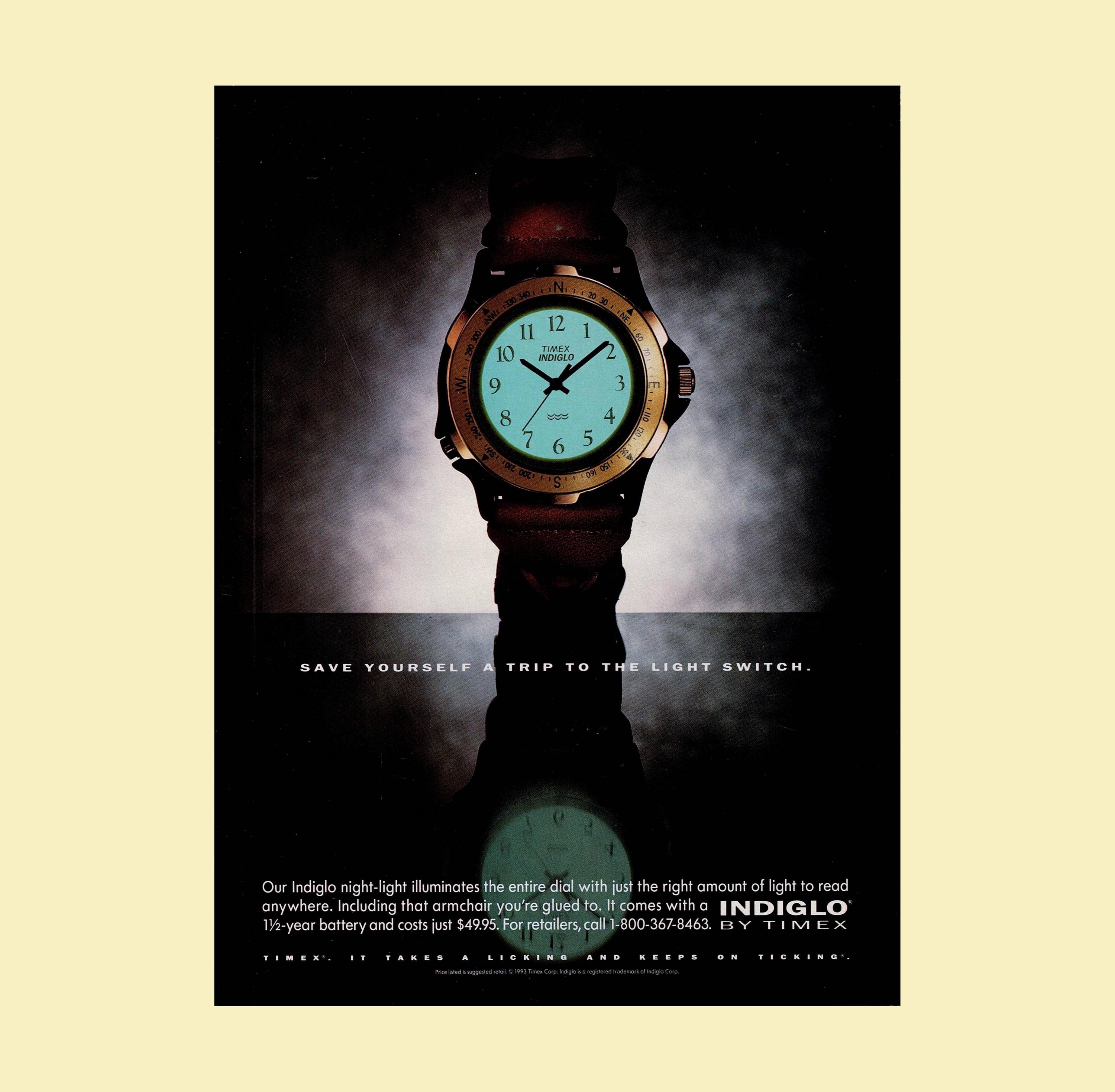 1993 Timex Indiglo Watch Magazine Ad - 8x11 Advertising - Illuminating ...