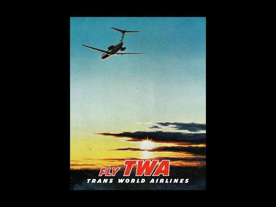 TWA Trans World Airlines 1960s Retro Travel Poster Art Print - Etsy