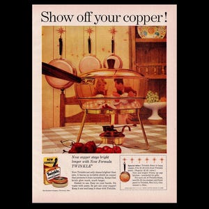 1960 Twinkle Copper Cleaner &quot;Chafing Dish&quot; Magazine Ad