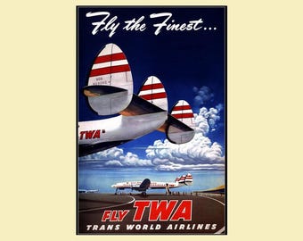 TWA Airlines 1960s Retro Travel Poster Art Print (11x17) - Etsy