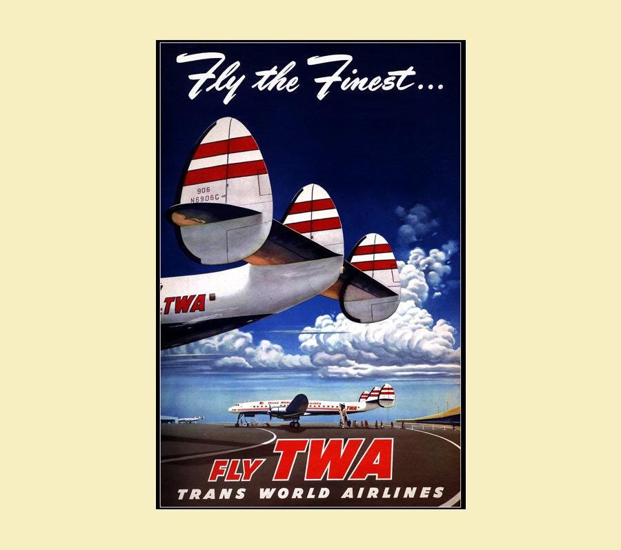 TWA Airlines 1950s Retro Poster • Vintage Aviation Art Print • 11