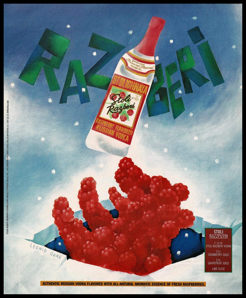 Stoli Razz 1998 Stolichnaya Raspberry Vodka