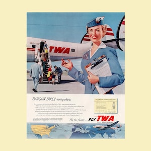 60s Vintage TWA Trans World Airlines Boeing 707 320 - Etsy Israel