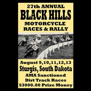 1967 Sturgis South Dakota Motorcycle Racing Retro Poster Art Print