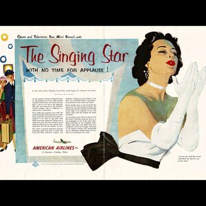 1952 American Airlines &quot;Mimi Benzell&quot; Magazine Ad