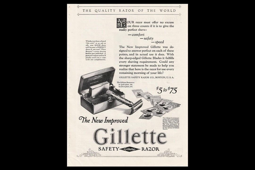 Safety Razor Ad 1927 Gillette Safety Razor Magazine Ad, Mens Grooming Bathroom Hygiene ...