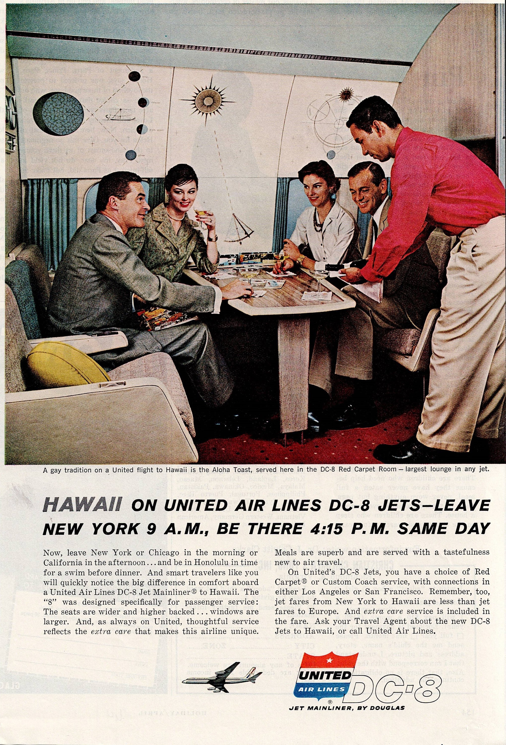 1960s United Airlines DC-8 to Hawaii Magazine Ad - Etsy