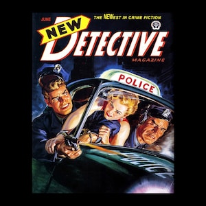 1940&#39;s New Detective Pulp Magazine Cover Poster Print - Retro Pulp Magazine Art