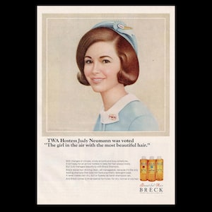 1959 TWA Hostess Judy Neumann Breck Shampoo Magazine Ad By Ralph Williams Williams