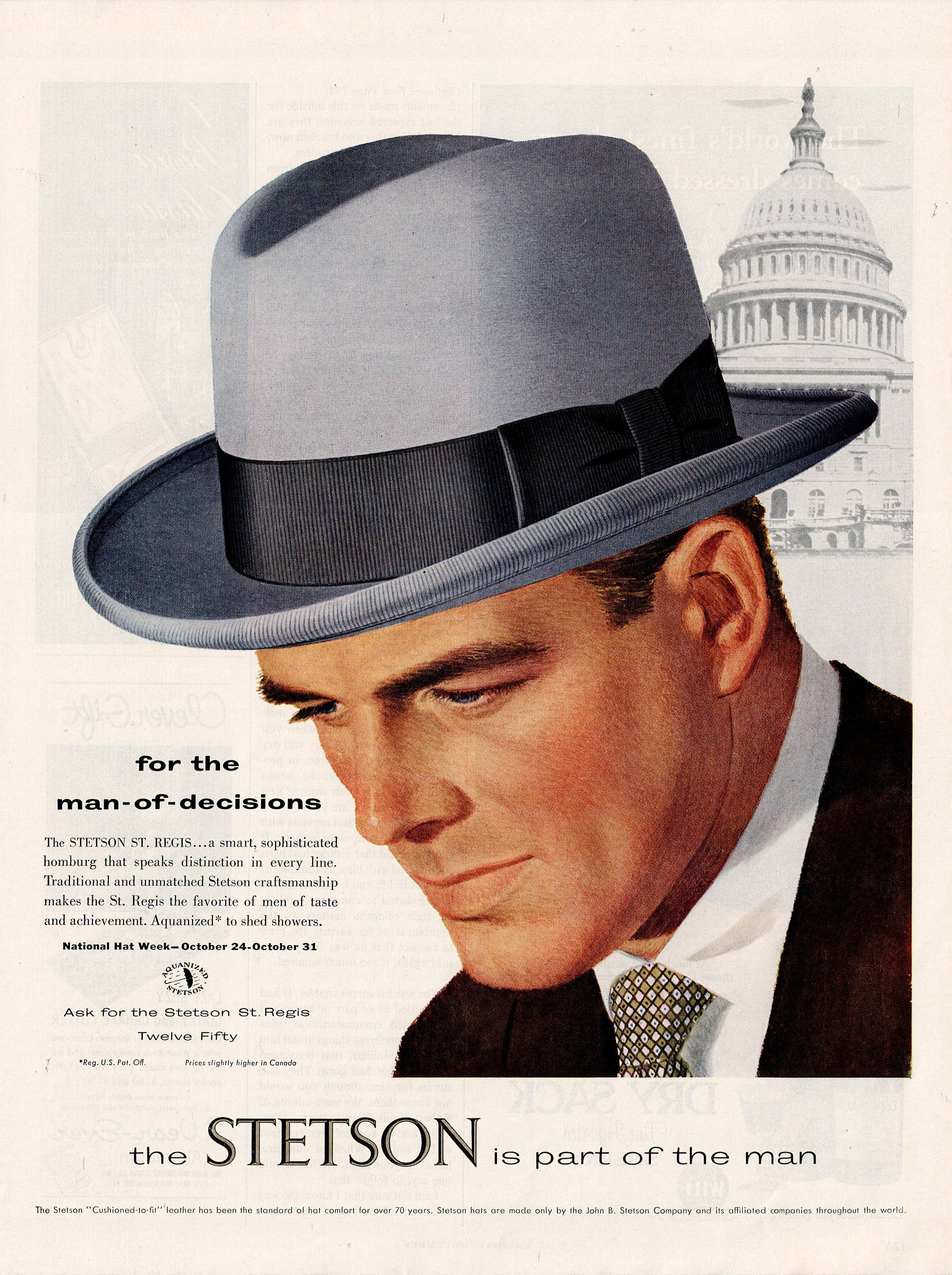 1950s Stetson Hat St. Regis Fashion Magazine Ad - Etsy