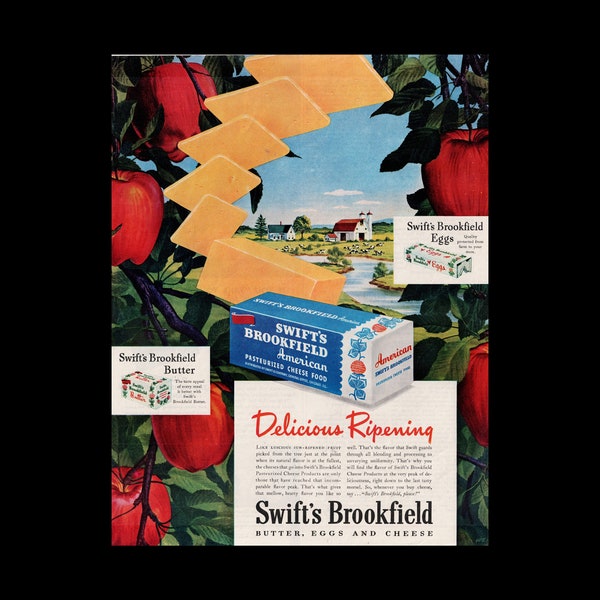 Original 1947 Swift's Brookfield Butter "Fall Apples" Magazine Ad