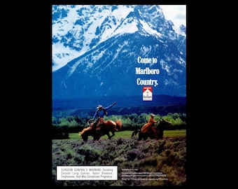 2000 Marlboro Cigarettes Original Magazine Ad, Western Cowboy Ranch Decor