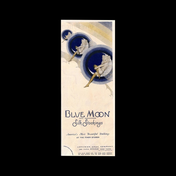 RARE 1927 Blue Moon Silk Stockings Magazine Ad